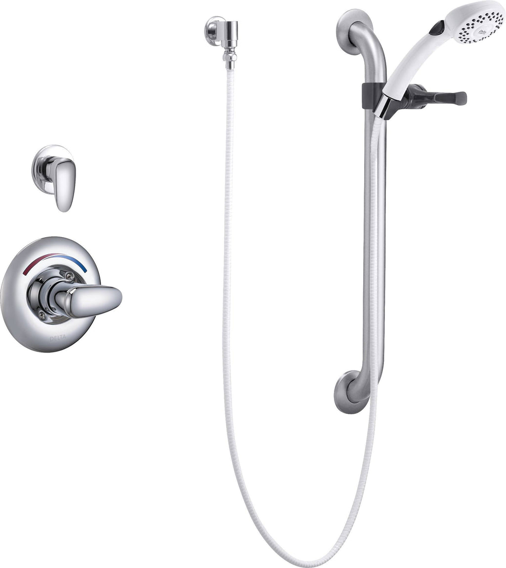 Chrome Dual Shower Trim, Diverter, Hand Shower, and Grab Bar Z48023