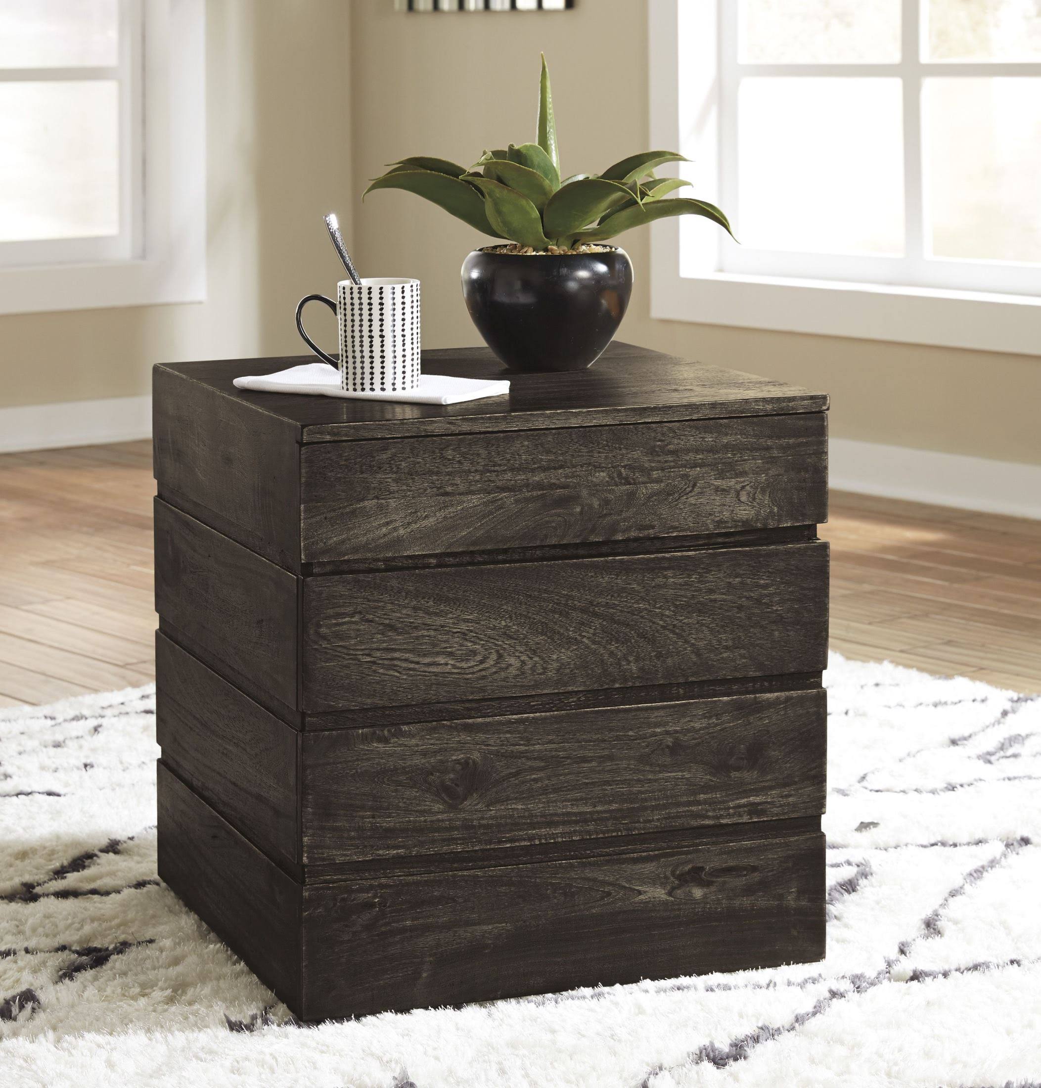 Transparent Black Square End Table T588931