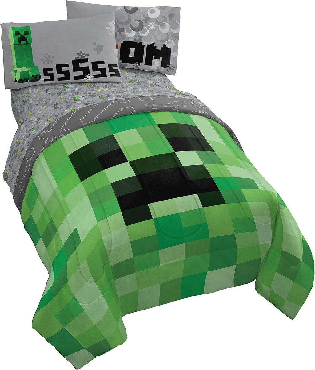 Minecraft Creeper 4 Piece Twin Bed Set L72882