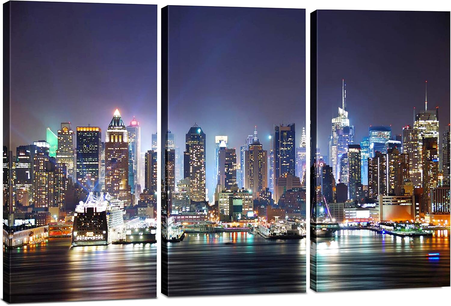 3 Piece Framed Eiffel Tower Canvas Art Multi Panel Split Prints V999