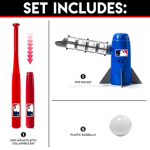 Multicolor Kids Baseball Pitching Machine with 5 Plastic Baseballs & Baseball Bat D1393