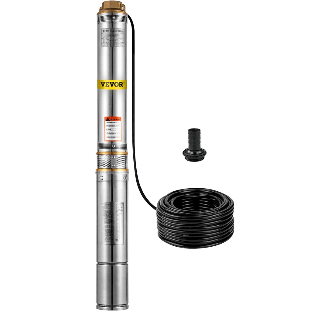 1 HP Submersible Well Pump 33GPM 207ft Head 9.8ft Cable Stainless Steel A7343