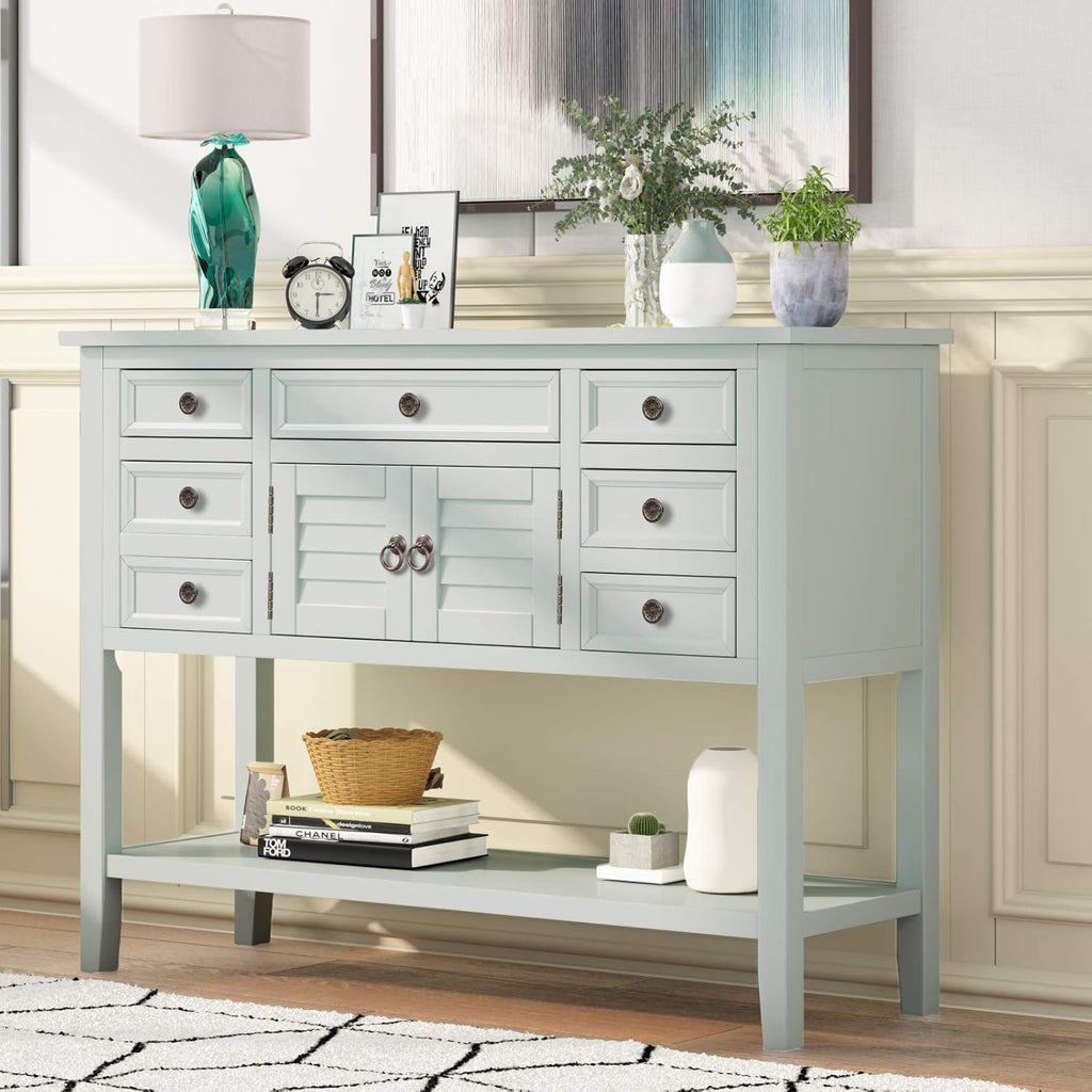 Console Table with Shutter Doors and 7 Storage Drawers Q945