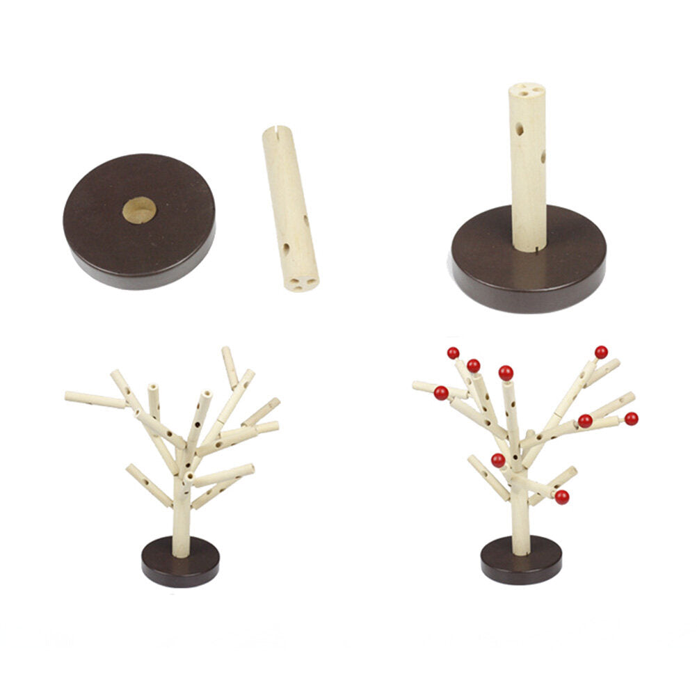 Creative Wooden Tree Blocks with Leaves 3D Building Set Toy J898