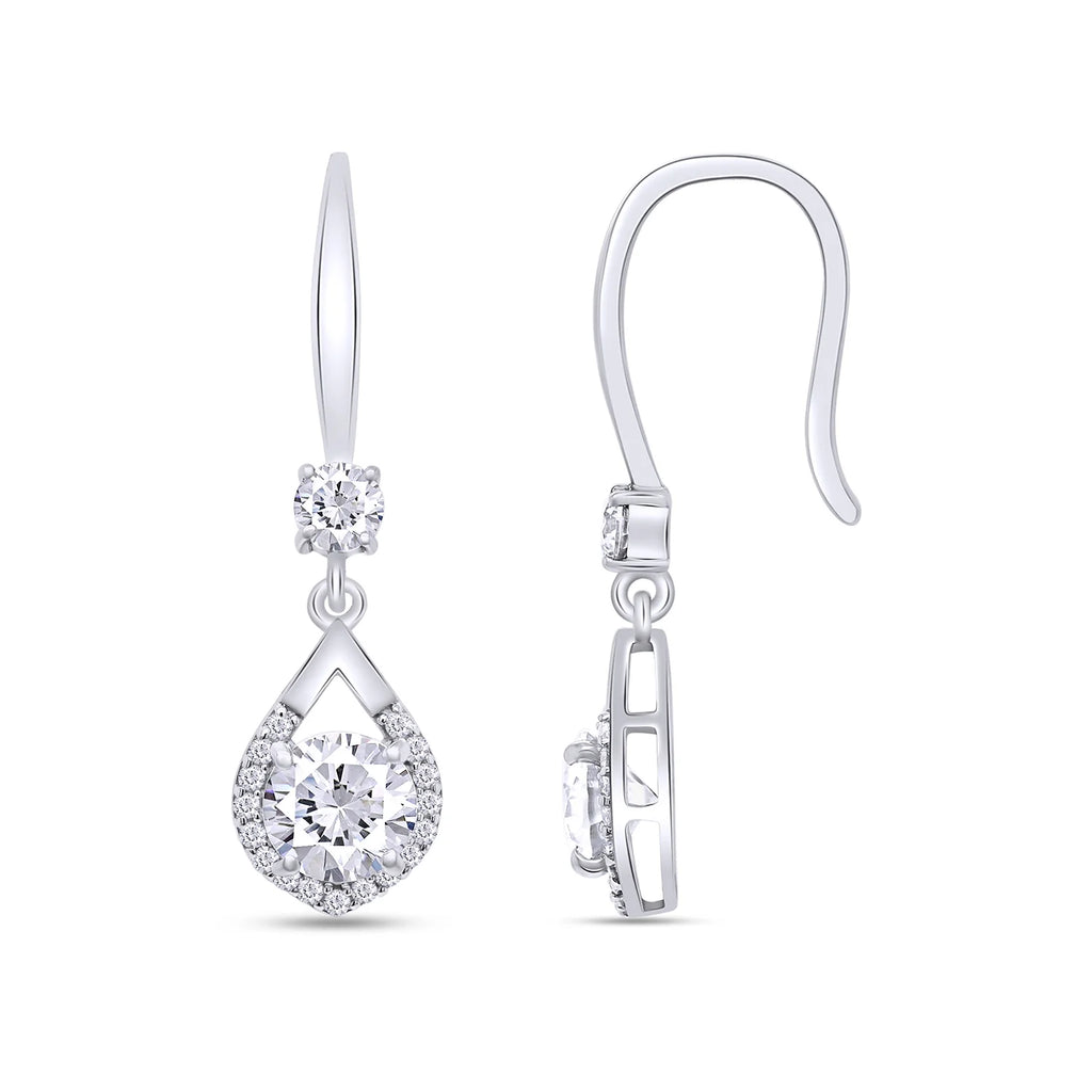 2CT Moissanite Dangle Earrings, D Color Ideal Cut Lab Created Diamond 18K White Gold Plated 925 Sterling Silver Mermaid Tear Drop Earrings D8922