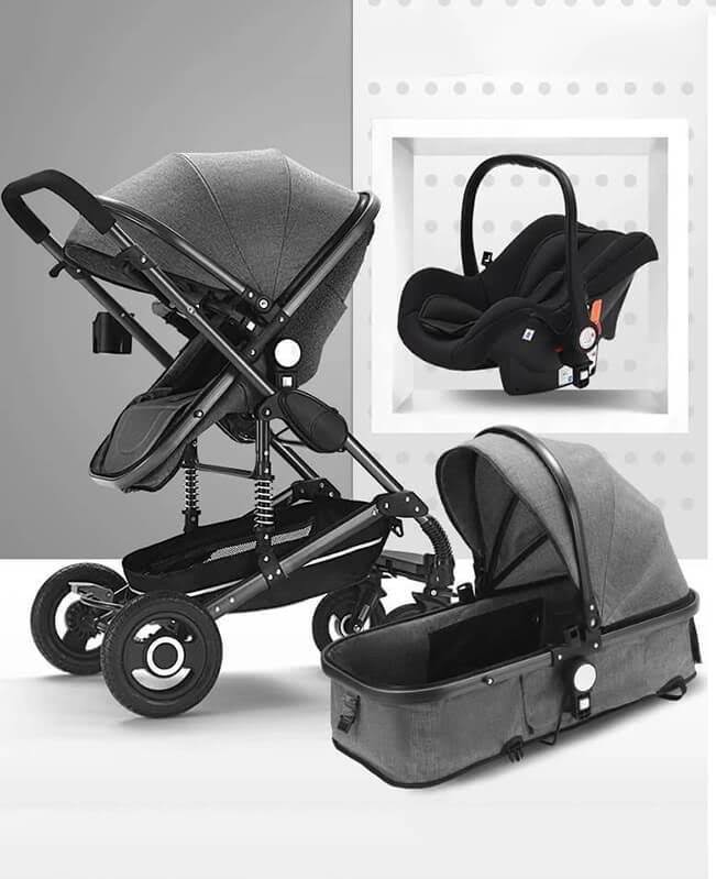 3 in 1 Baby Stroller Travel System, Gray B749