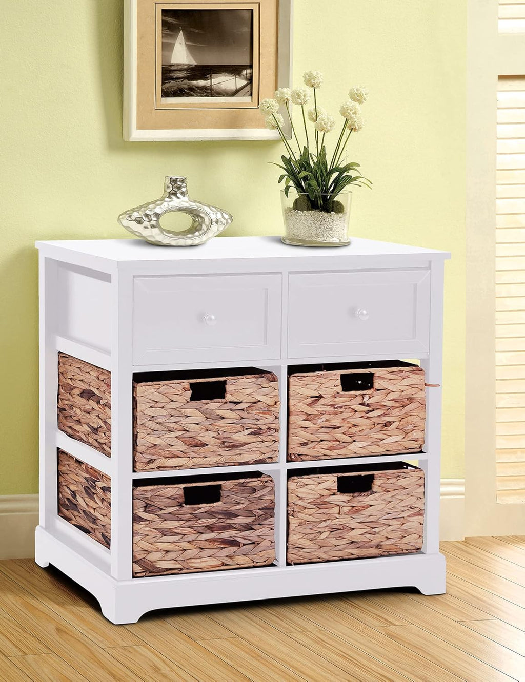 Black Storage Cabinet with 2 Drawers & 4 Removable Baskets A340760