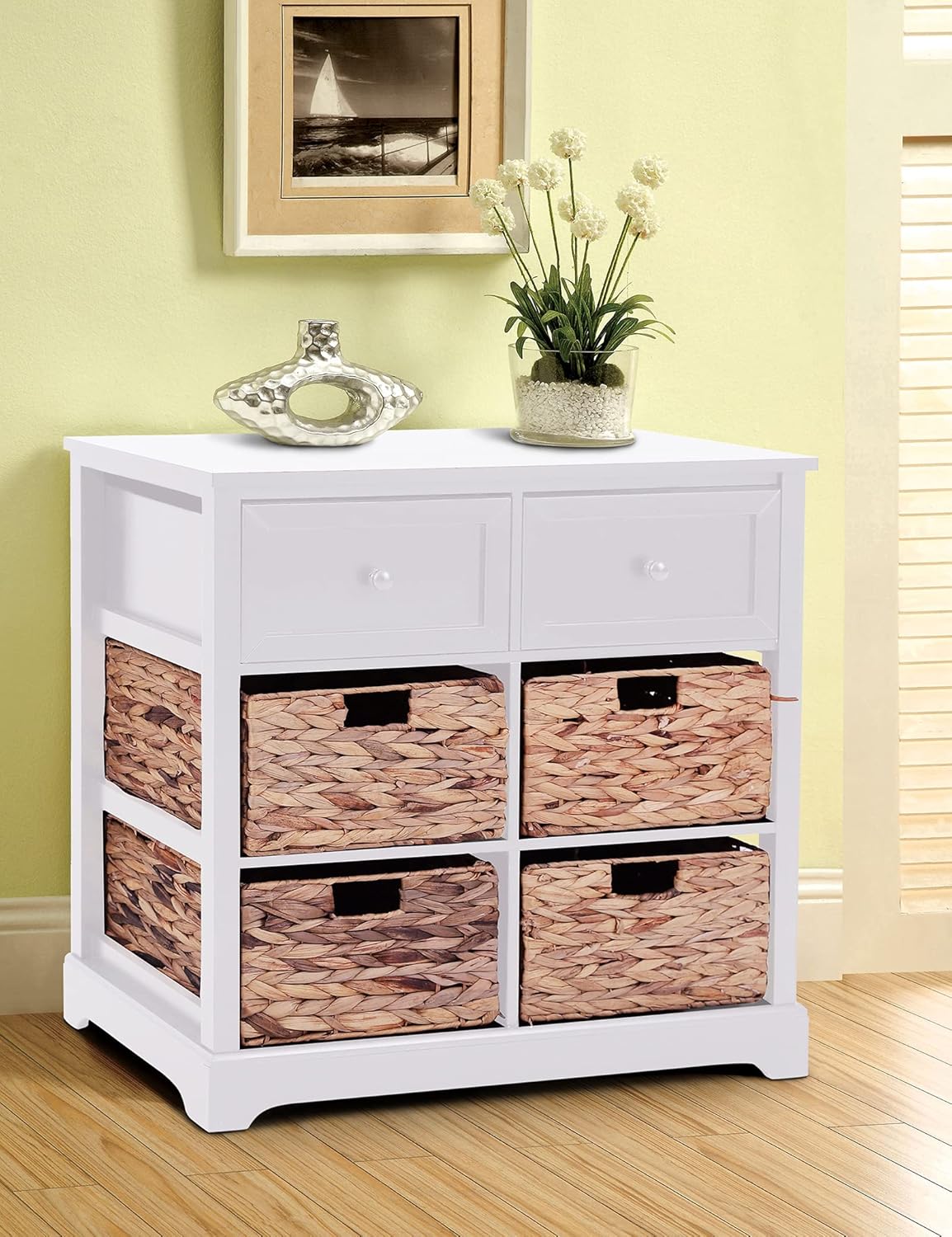 Black Storage Cabinet with 2 Drawers & 4 Removable Baskets A340760