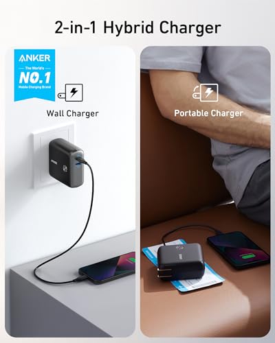 10,000 mAh 20W USB-C Portable Charger 2-in-1 Wall Charger (Black) K85505