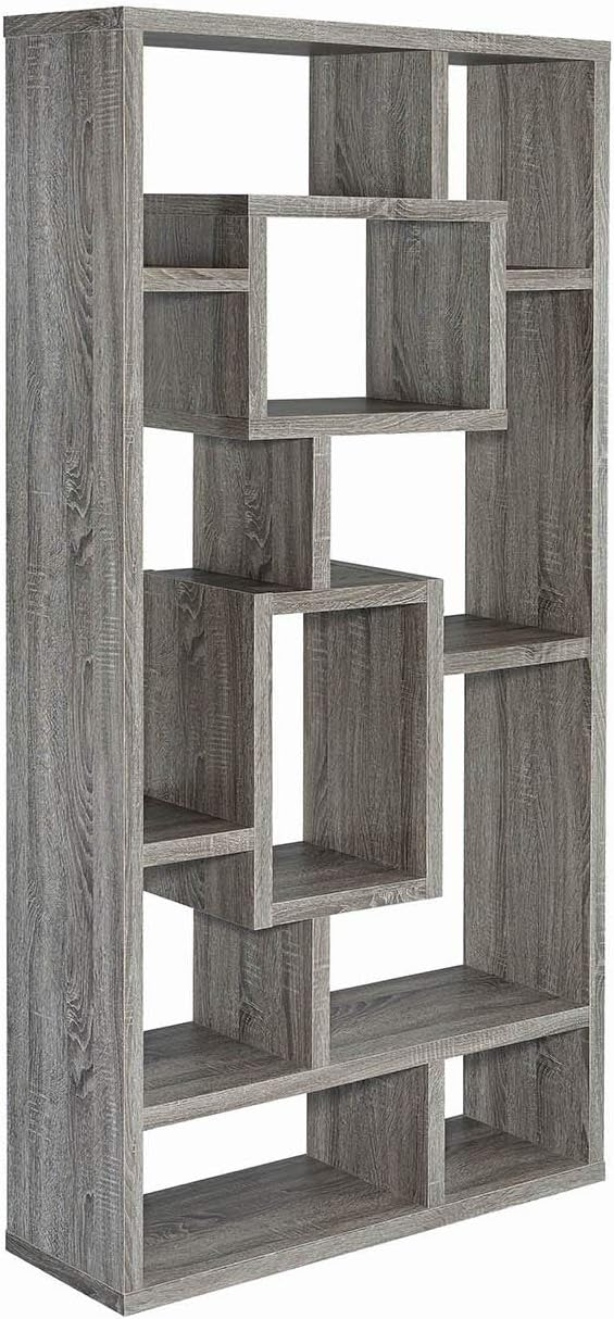 Geometric Cubed Rectangular Bookcase, Weathered Grey R73377
