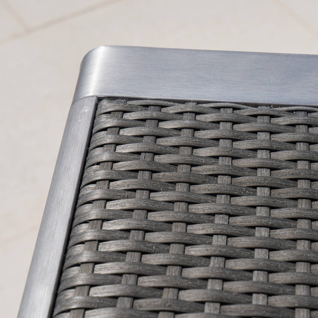 Gray Square Aluminum and Wicker Bar Table F400585