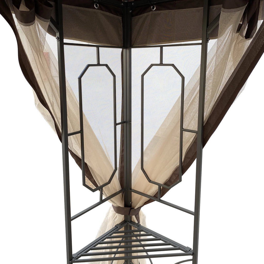 Coffee Top Outdoor Patio Gazebo Canopy Tent With Mosquito Net X2320