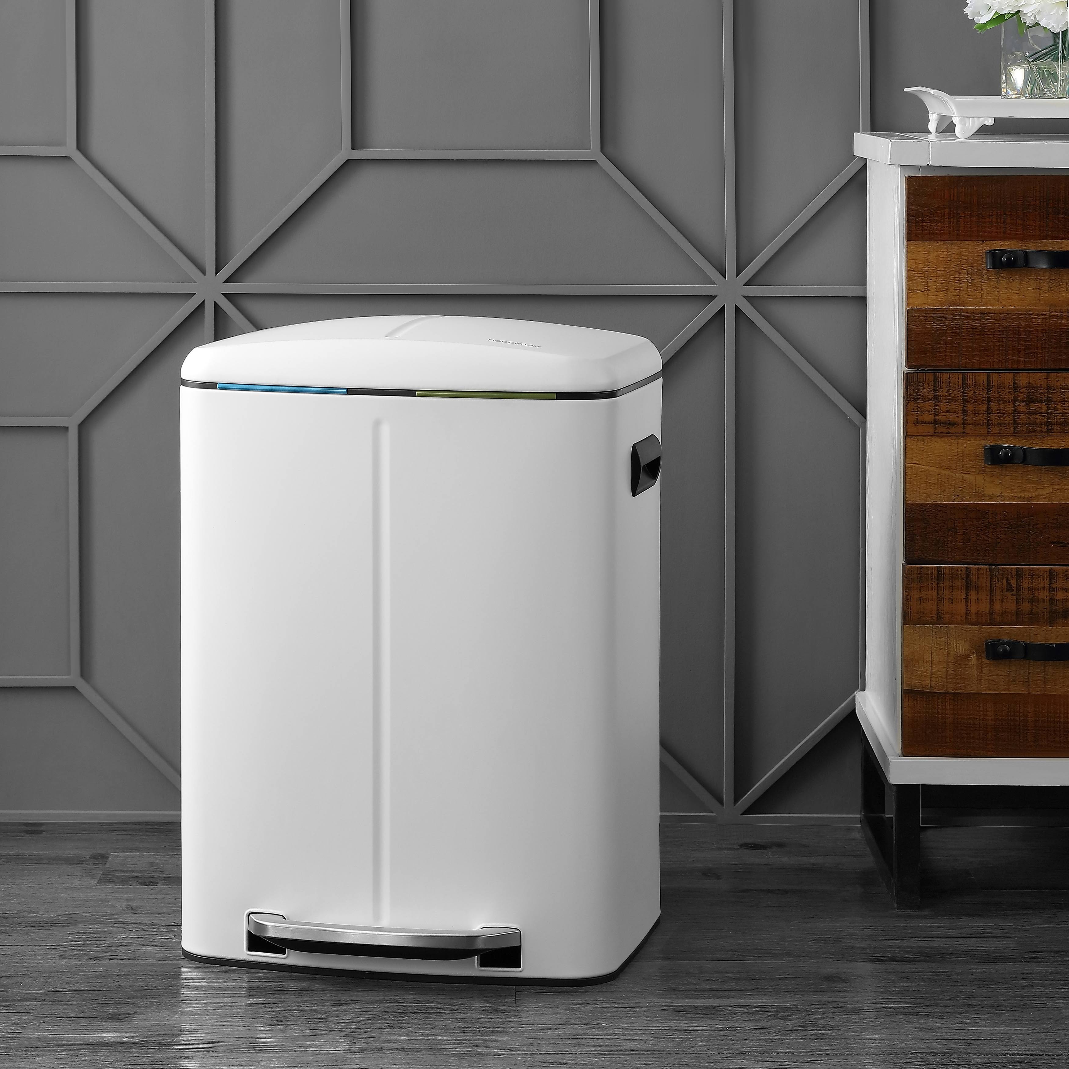 White 10.5-Gallon Double Bucket Trash Can with Lid S282492