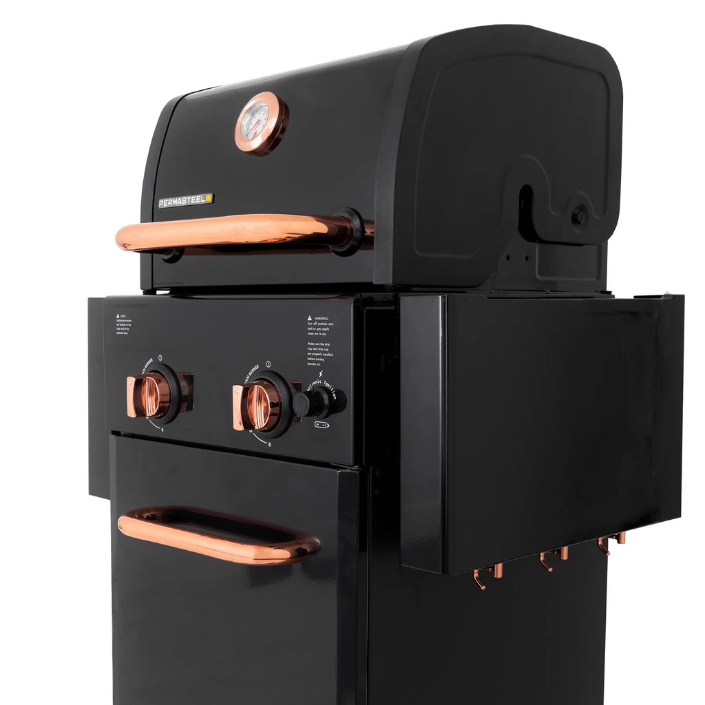 Black 2-Burner Compact Propane Gas Grill with Foldable Sides V510883
