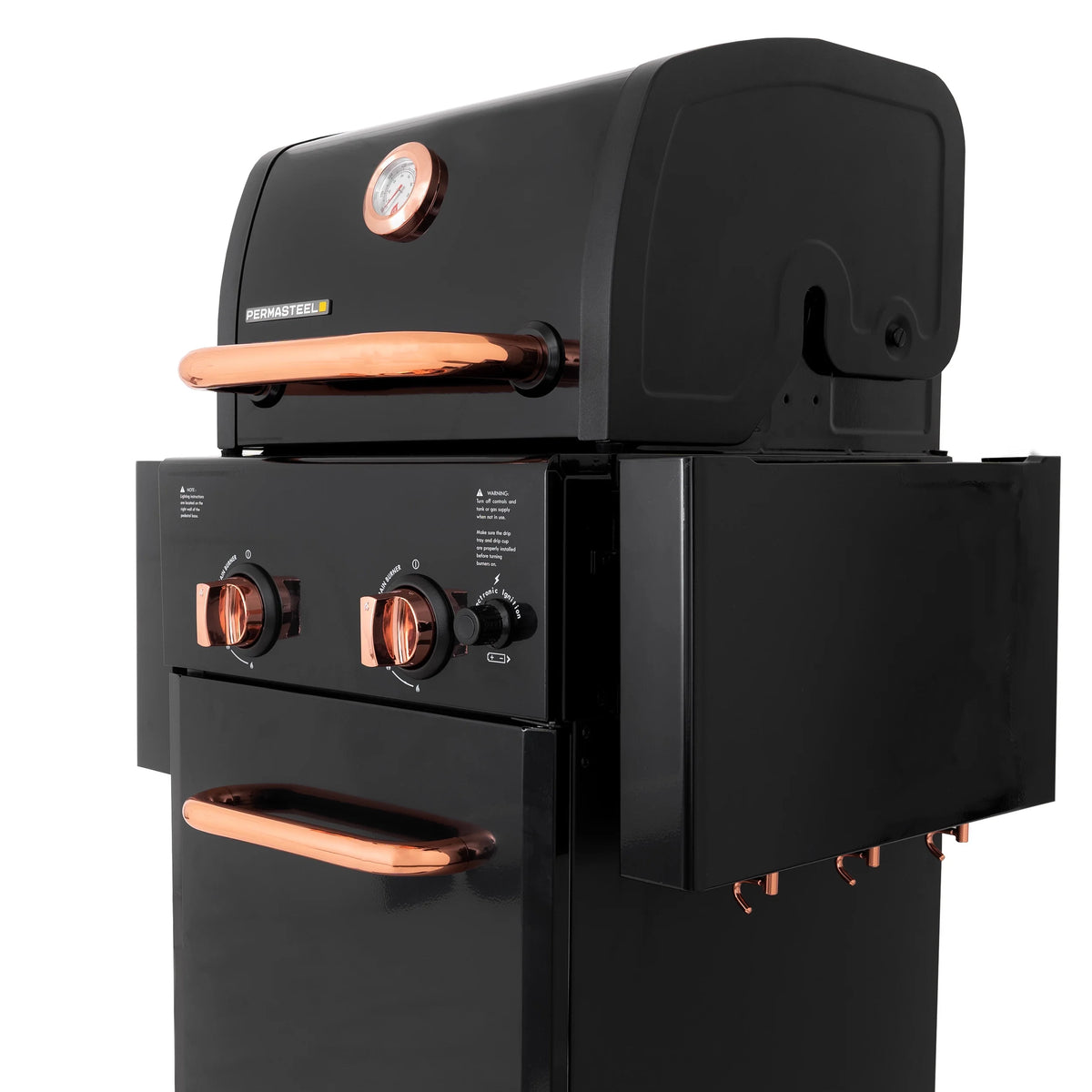 Black 2-Burner Compact Propane Gas Grill with Foldable Sides V510883