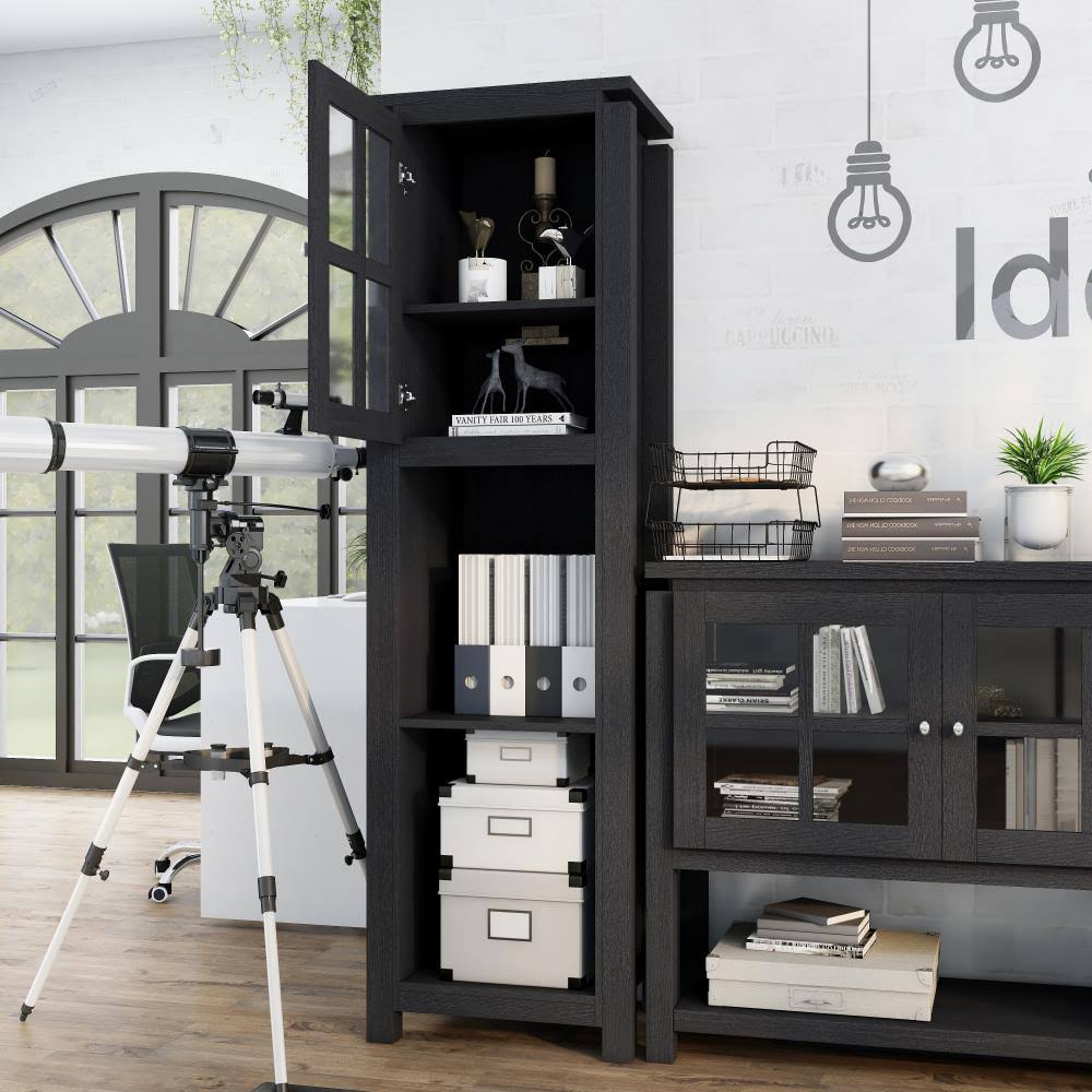 Black Wood 4-Shelf Bookcase Y664