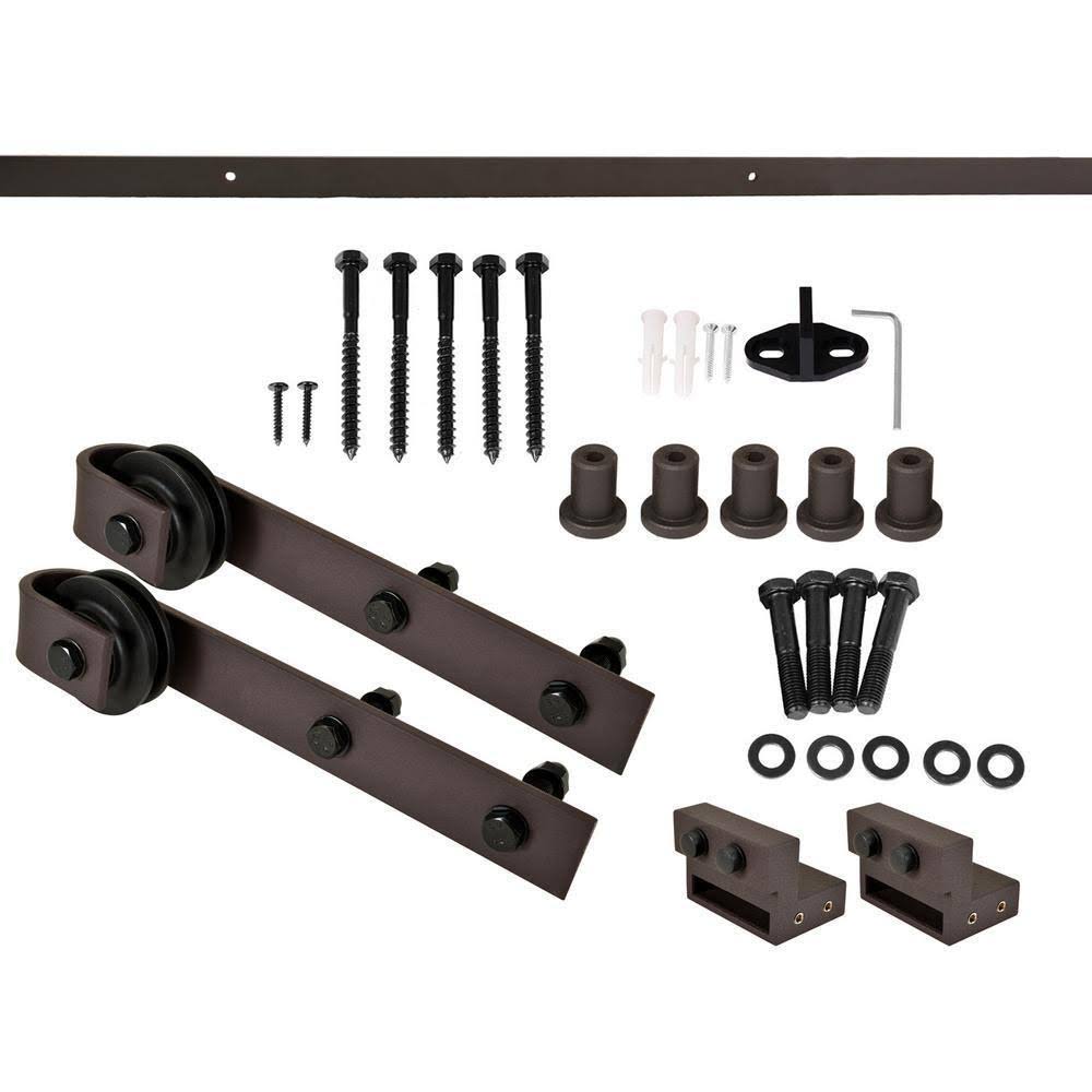 Charcoal Black Stained Wood Interior Sliding Barn Door with Hardware Kit F6973