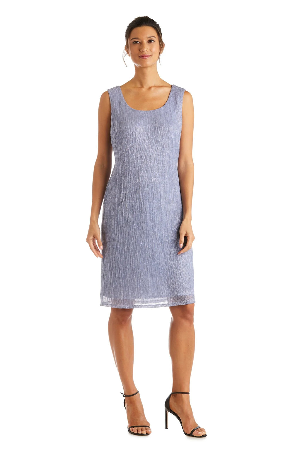 Metallic Sleeveless Dress with Matching Draped Cardigan U697524