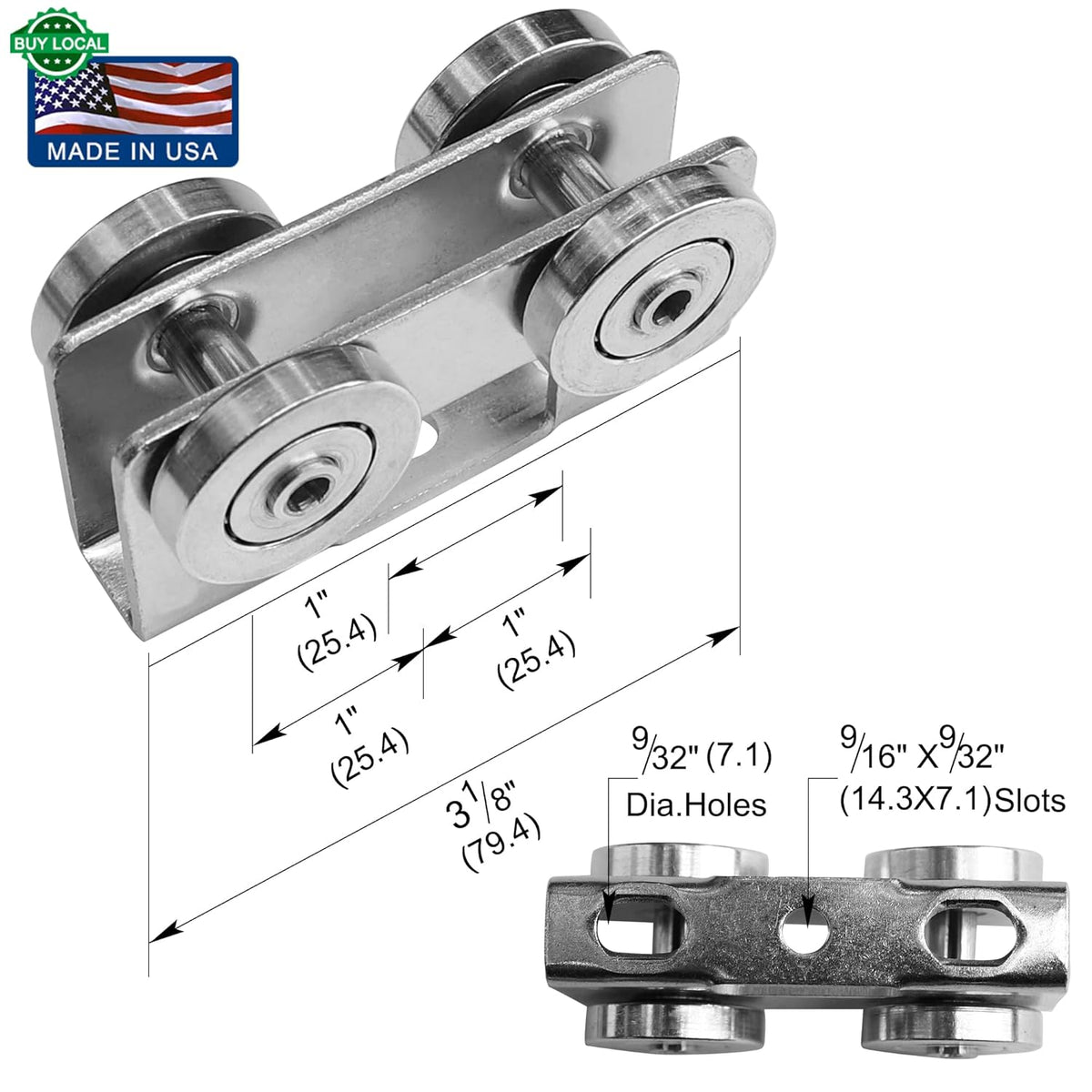 4 Wheel Light Duty Trolley Assembly, Electro-Galvanized Zinc, Pack of 2 T406784
