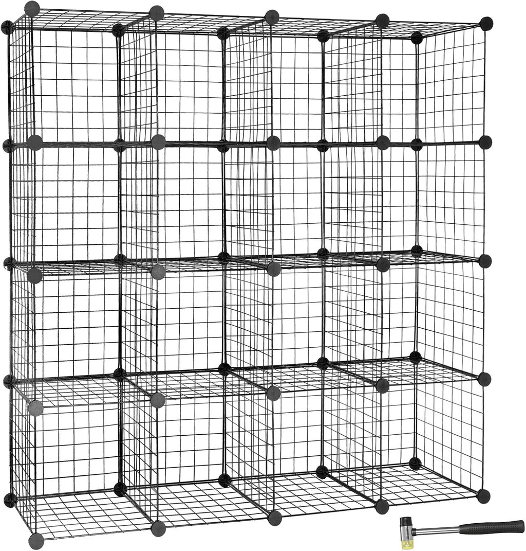 16-Cube Modular Wire Cube Storage Organizer, Black Q751