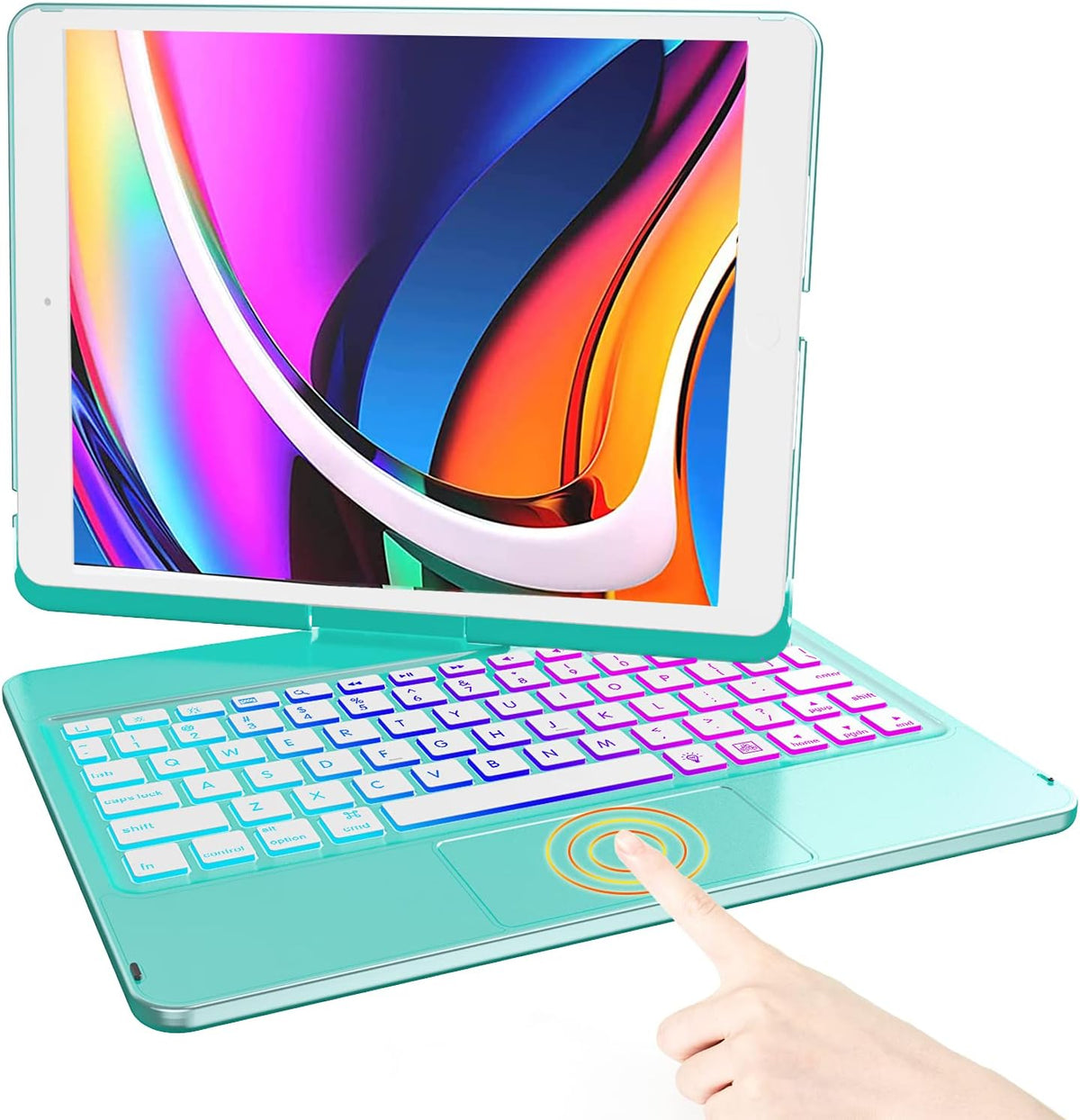 iPad 9th Generation Case with Keyboard and Pencil Holder, Backlit, Touchpad (Purple) E2755