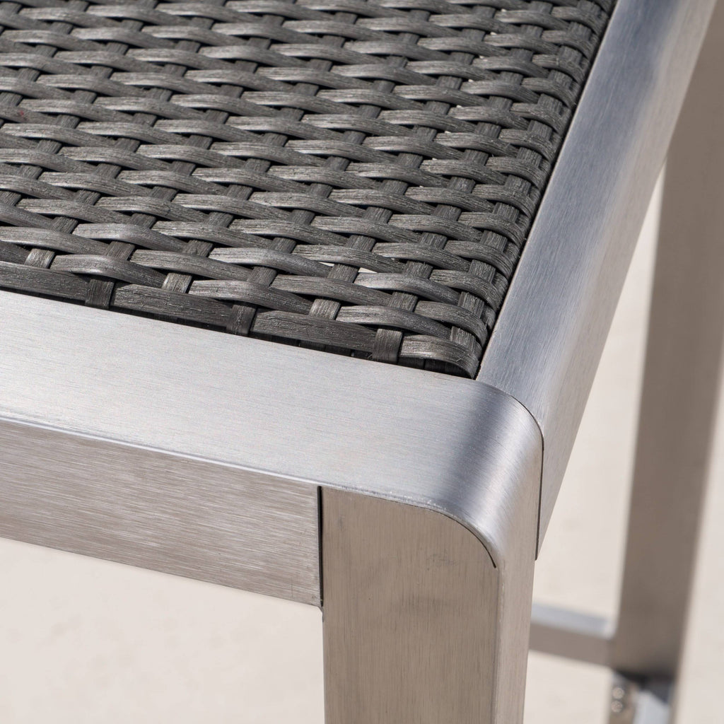 Gray Square Aluminum and Wicker Bar Table F400585
