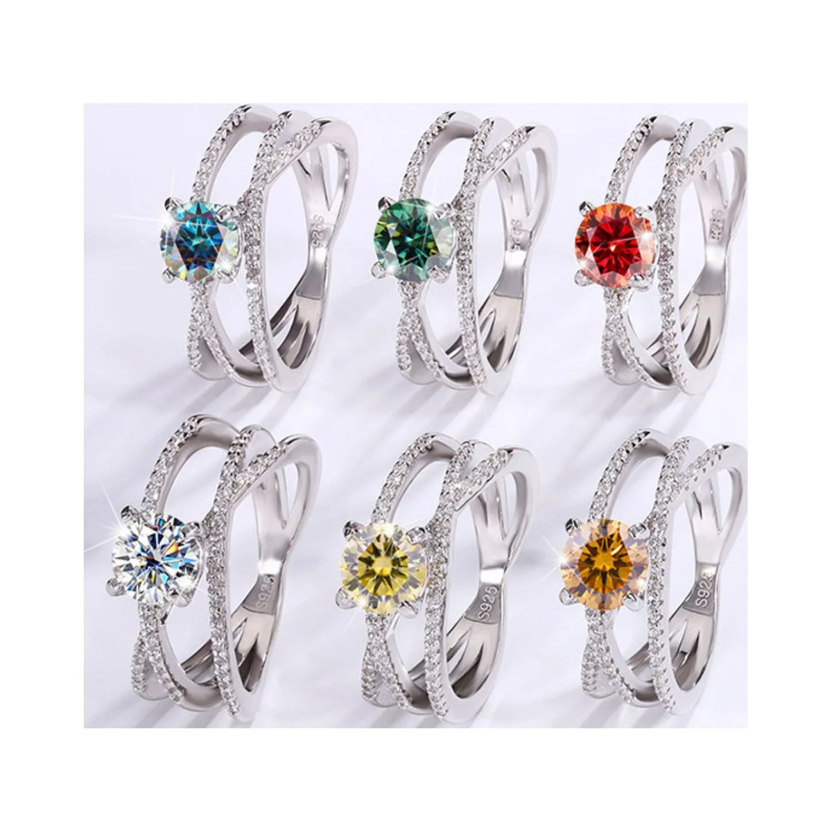 925 Sterling Silver Moissanite Engagement Ring D8038