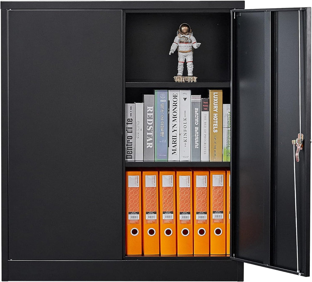 Metal Storage Cabinet with 2 Adjustable Shelves and Lock I683