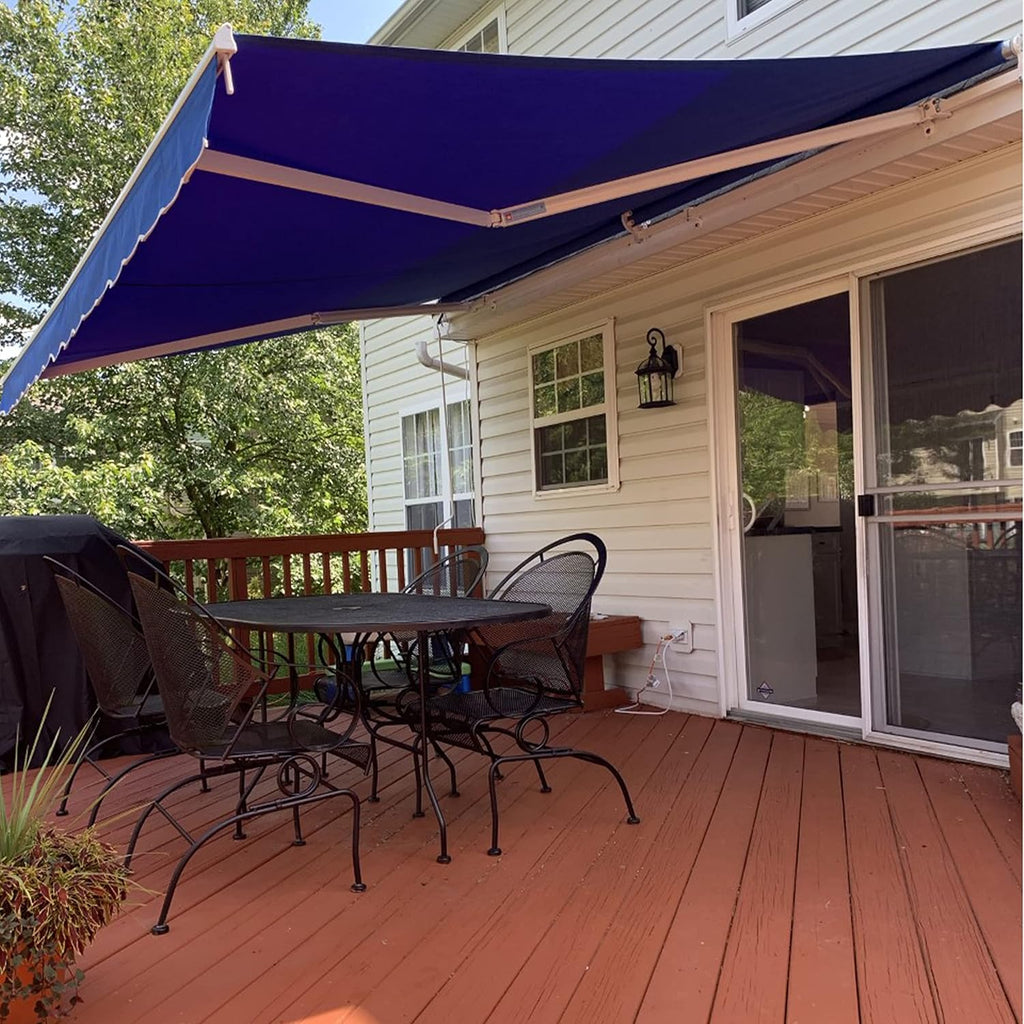 12 x 10 Feet Blue Retractable Patio Awning M2114