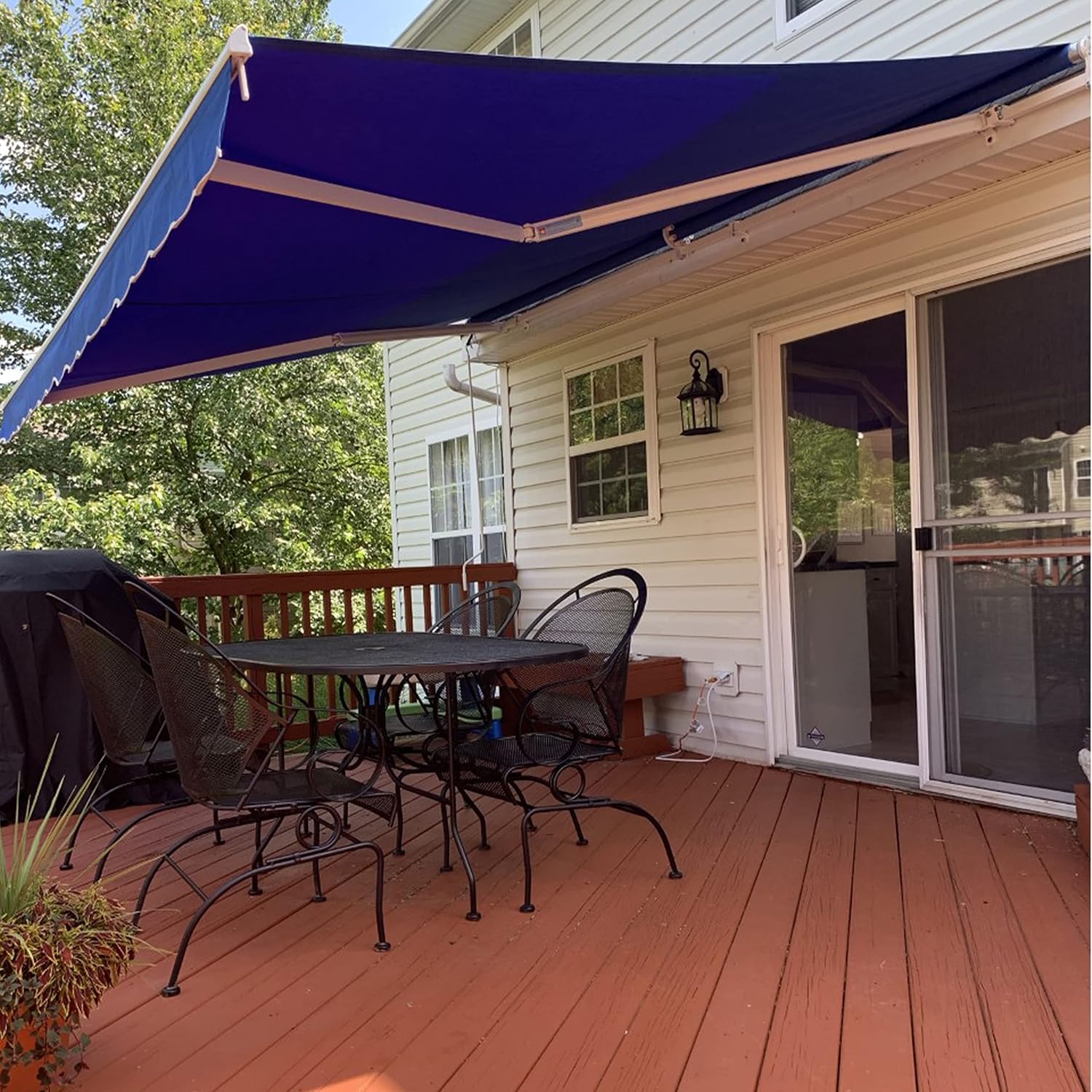 12 x 10 Feet Blue Retractable Patio Awning M2114
