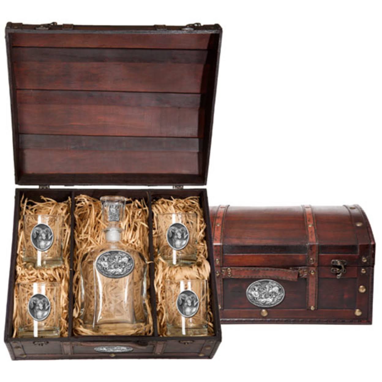 Bighorn Sheep Decanter Chest Set J927483