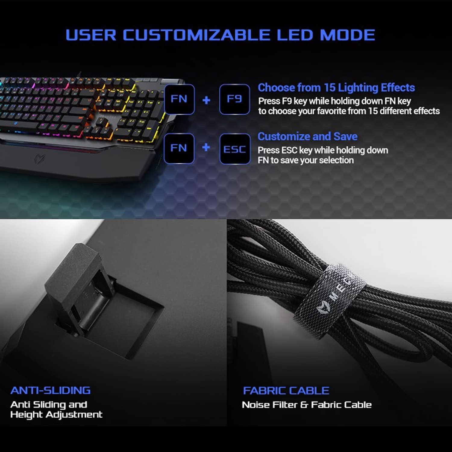 Wired Mechanical Gaming Keyboard with RGB Aluminum Top B70674