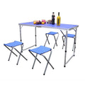 Foldable Camping Table with 4 Stools Blue 5-Piece Set P1666