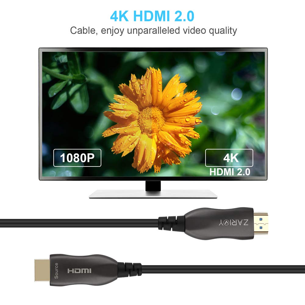 Fiber Optic HDMI Cable 33FT 4K 60Hz HDMI2.0 18Gbps Pack of 2 S947