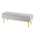 Silver Velvet and Gold Steel Pleated Bench U8512