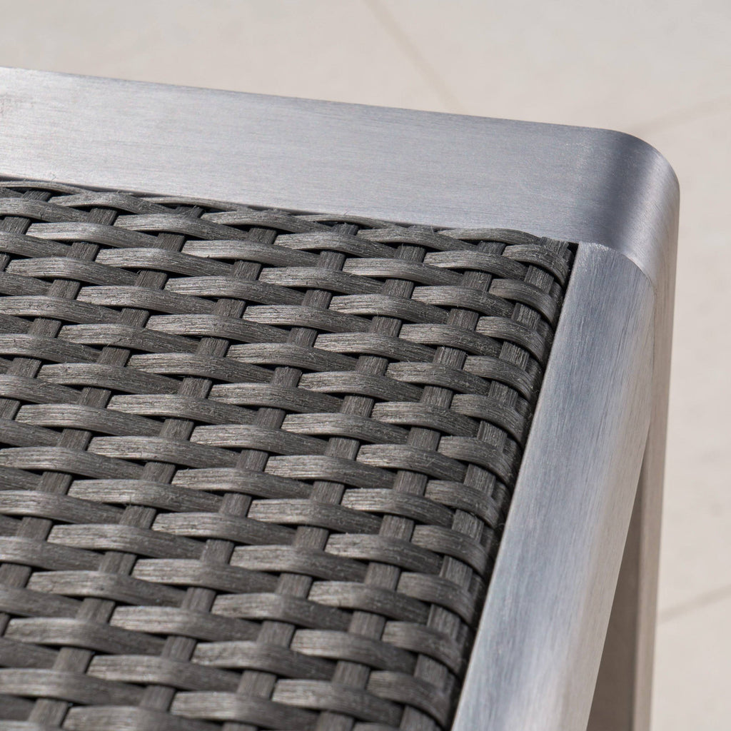 Gray Square Aluminum and Wicker Bar Table F400585