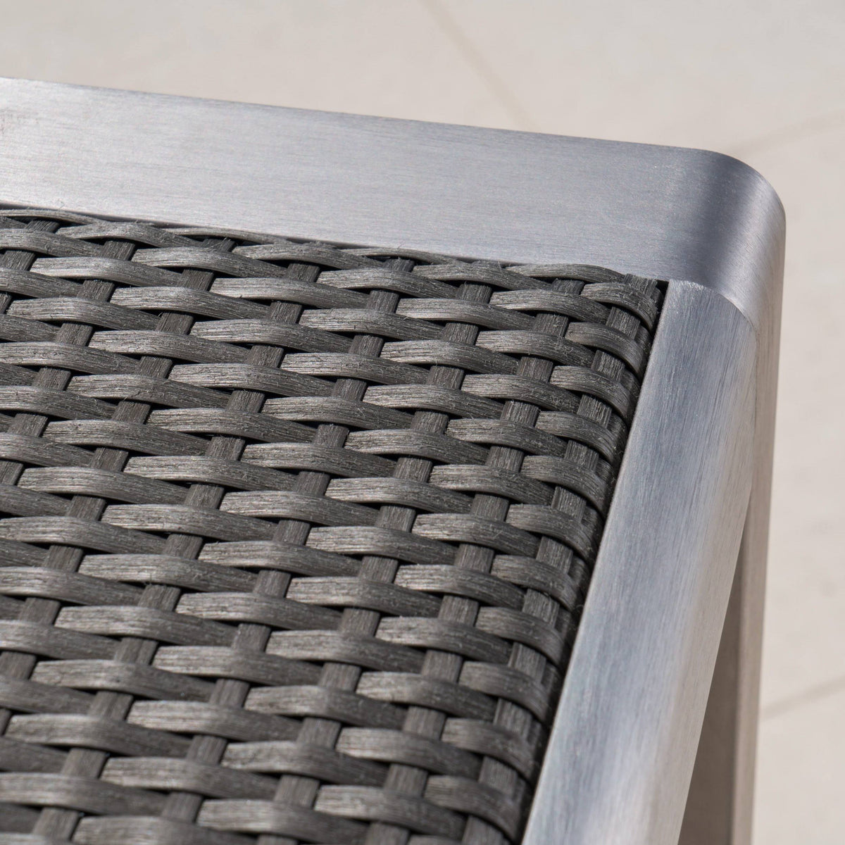 Gray Square Aluminum and Wicker Bar Table F400585
