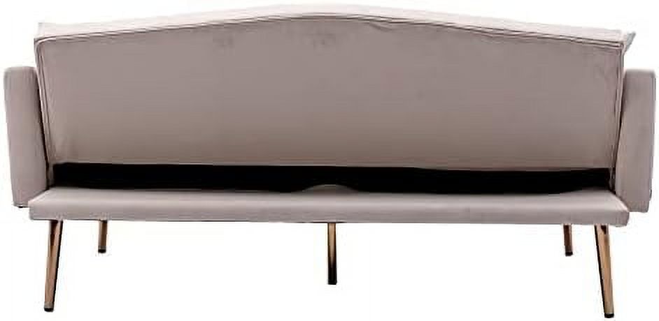 White Convertible Velvet Sofa Bed with 2 Pillows C196685