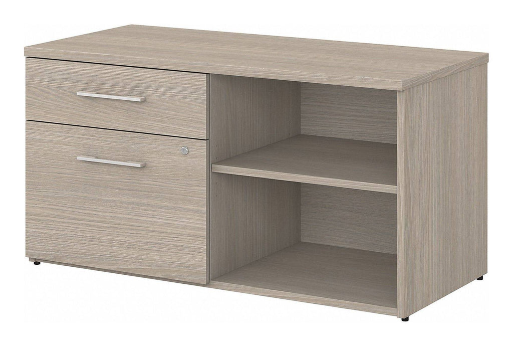 Sand Oak Low Storage Cabinet with Drawers and Shelves X733
