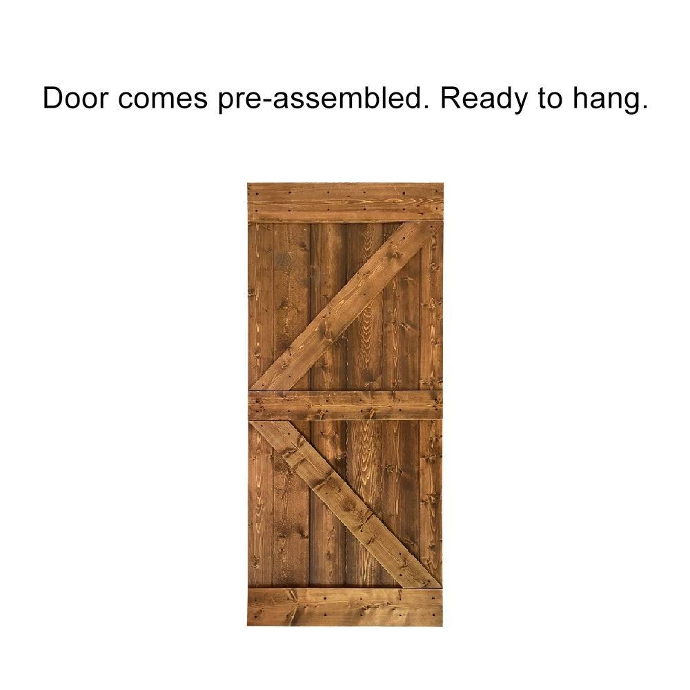 Charcoal Black Stained Wood Interior Sliding Barn Door with Hardware Kit F6973