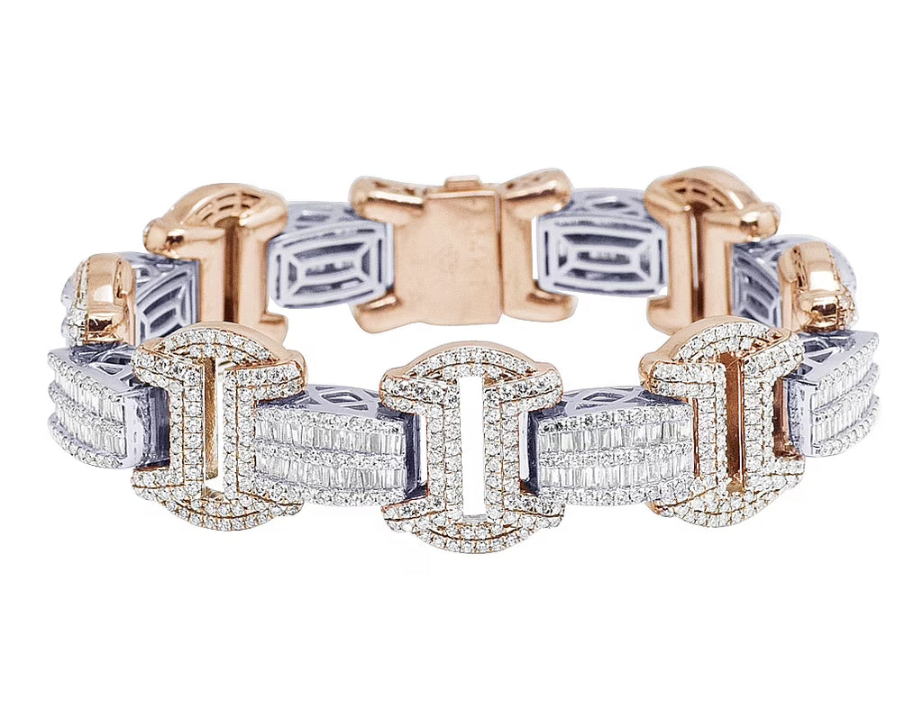 14K Rose White Gold Baguette Diamond Bracelet A368453