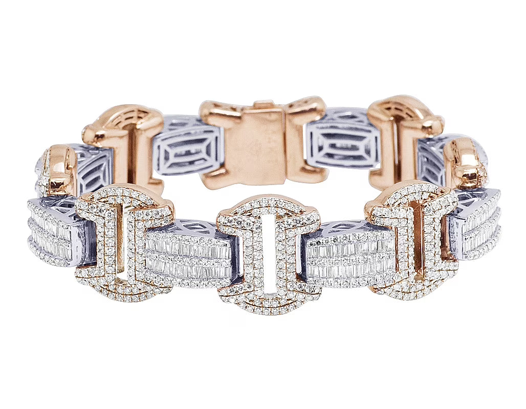 14K Rose White Gold Baguette Diamond Bracelet A368453
