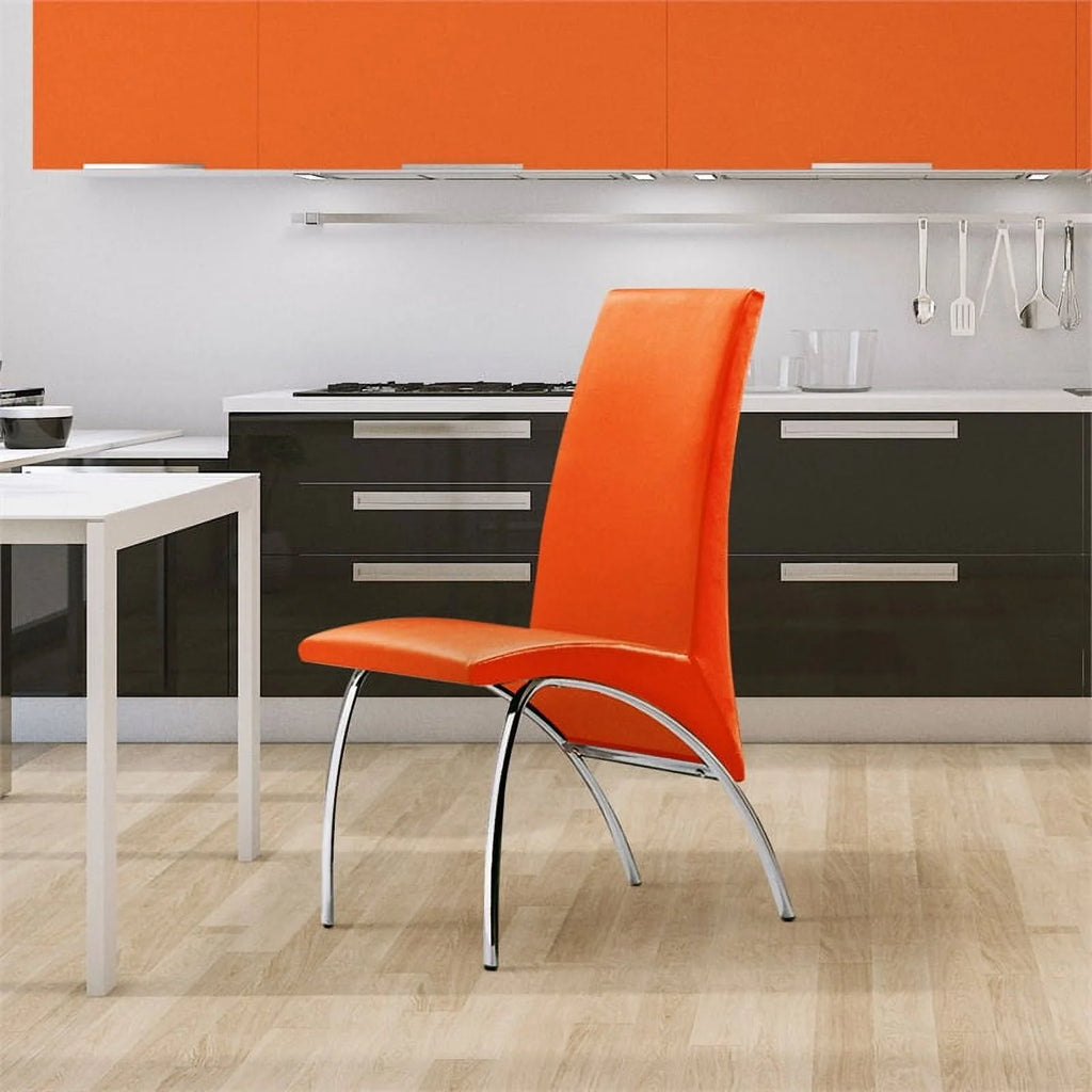 Faux Leather Dining Chair in Orange (Set of 2) Z539287