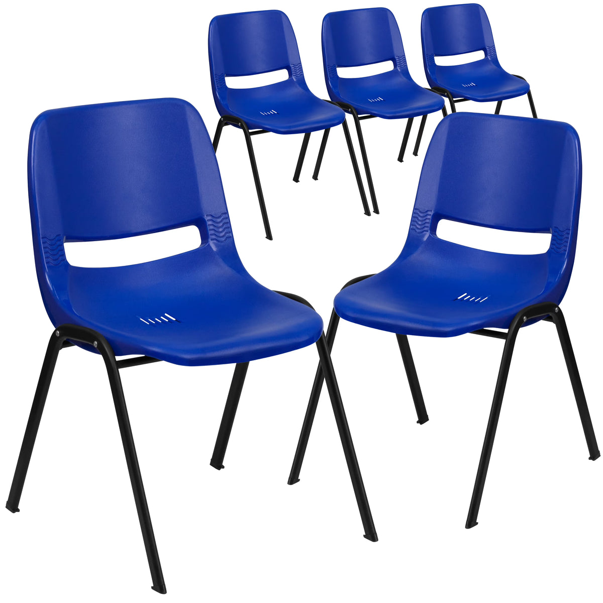 Navy Ergonomic Shell Stack Chair with Black Frame F714483