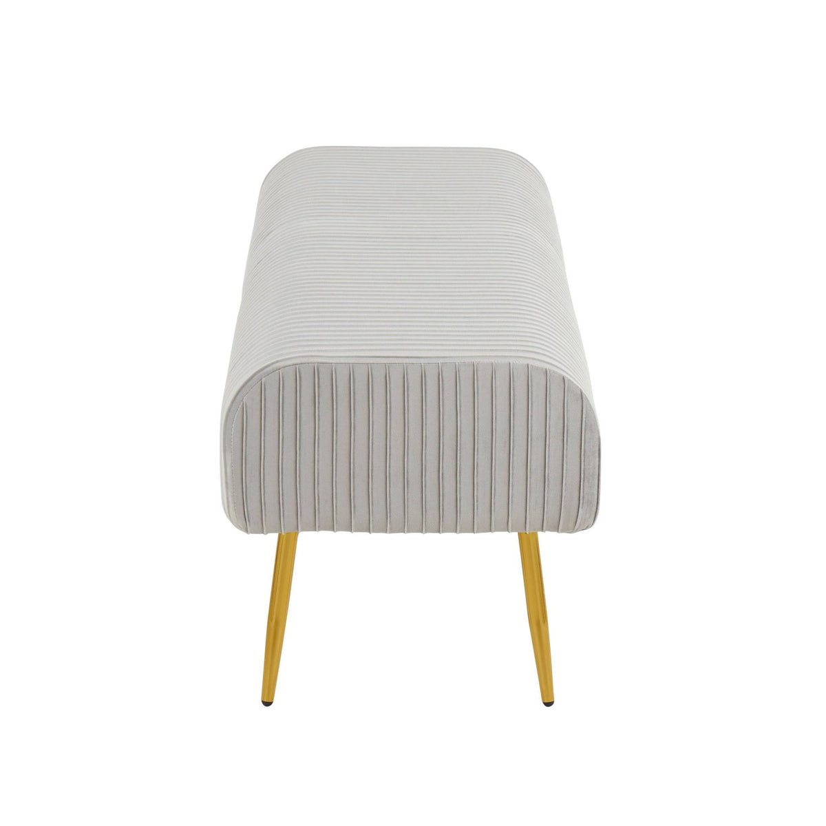 Silver Velvet and Gold Steel Pleated Bench U8512
