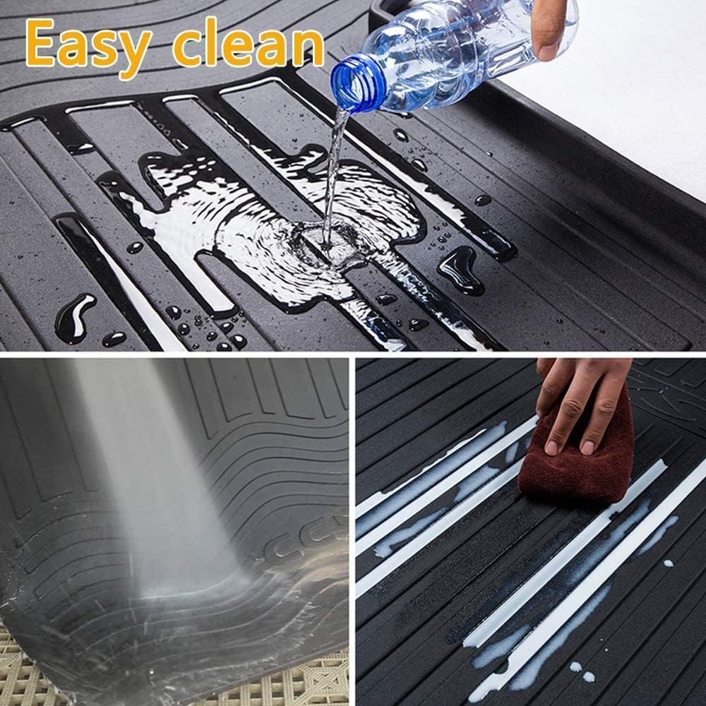 Black Heavy Duty Rubber Waterproof Rear Cargo Tray Trunk Floor Mat Protector Pack of 2 L273