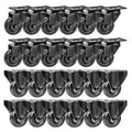 24 Pack Combo 3 inch Heavy Duty Caster Wheels 12 No Brake Swivel & 12 Rigid Fixed All Black R62645