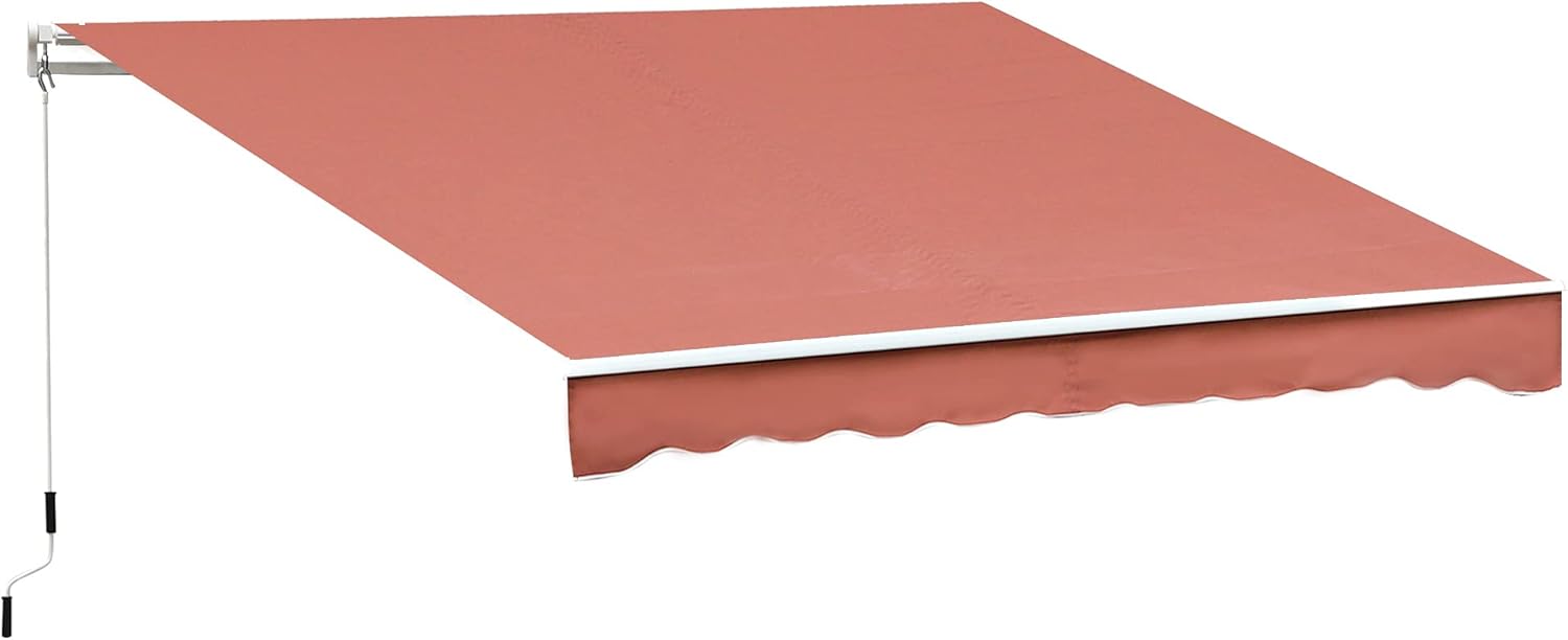 10' x 8' Manual Retractable Awning with UV Protection, Red Stripe C345235