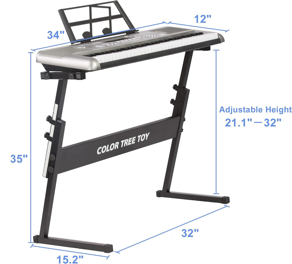 61 Key Portable Digital Keyboard Piano with Stand, Built In Speakers, Microphone and Music Sheet Stand M236222