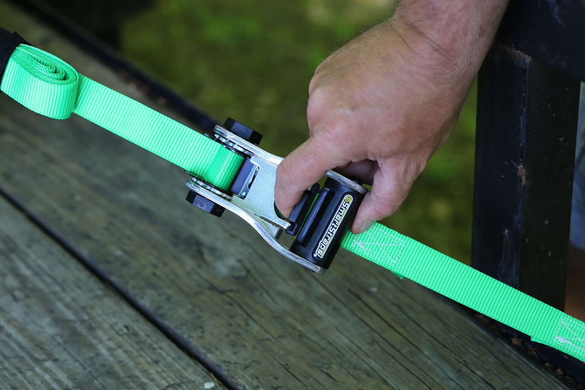 2 Pack 1in x 10ft 1500lb Green Ratchet Tie Down M176